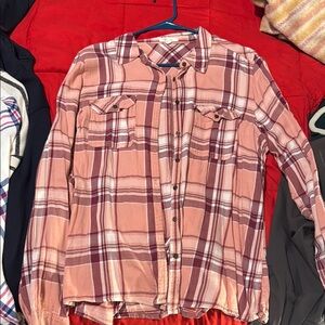 Pink Plaid Button-Up Shirt